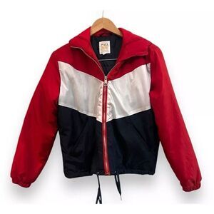 Cali 1850 Los Angeles Jacket Sz Small Hooded Red White Blue Jacket